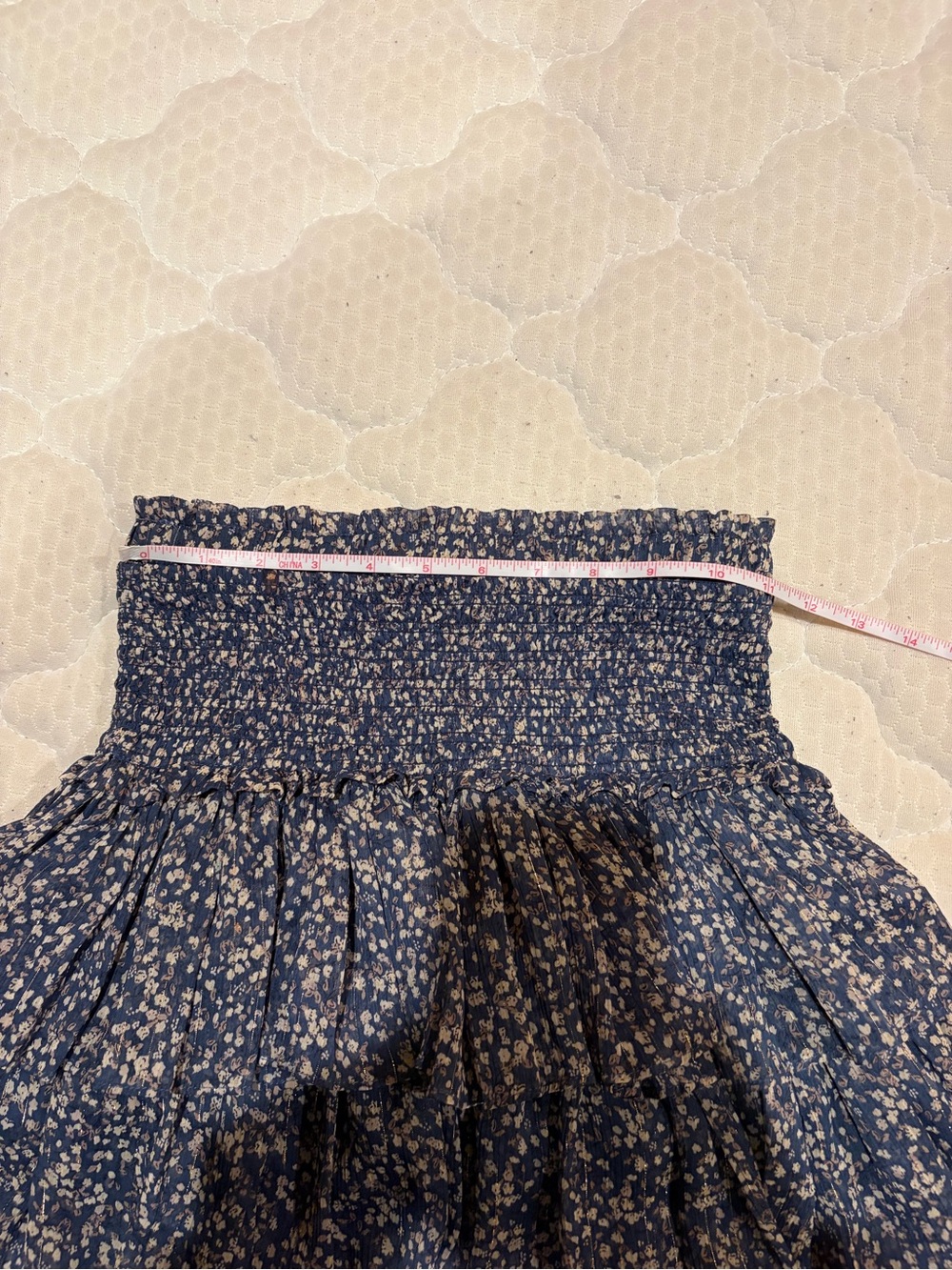 The Reset Blue Floral Smocked Tiered Mini Skirt - Picture 6 of 8